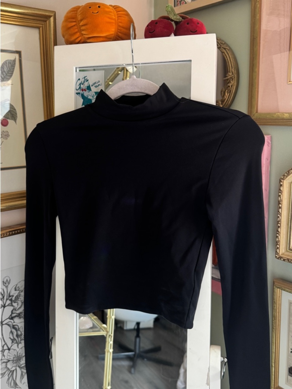 Aritzia Babaton Black Mock-Neck Long Sleeve Top